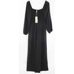 Dokotoo Jumpsuit Smocked Bodice Wide Leg Size M Black
